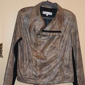 G by Giuliana Rancic Brown Motorcycle Jacket Large